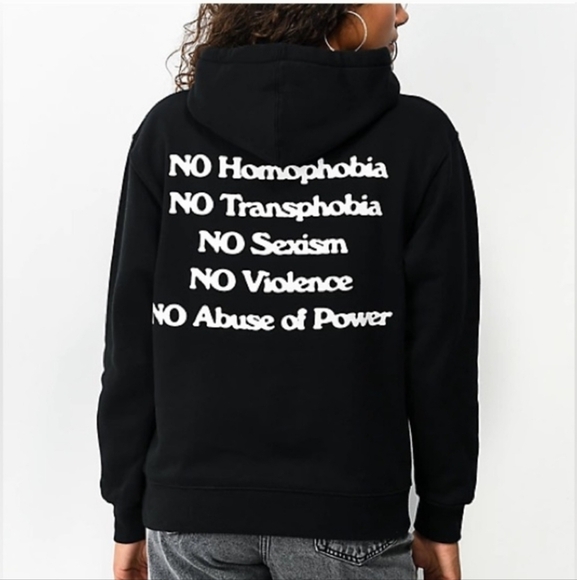 Obey Hoodie L Black Graphic Print Fleece Love Is The Cure Logo Pullover - Picture 2 of 7